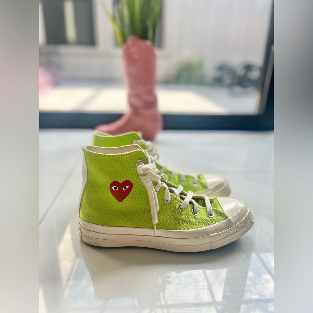 Converse X Comme Des Garons Lime Green Sneakers Size 39 (Mens 6 Women's 8)